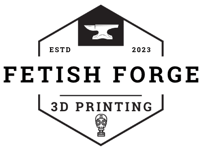 Fetish forge logo, Established 2023, 3D printing.